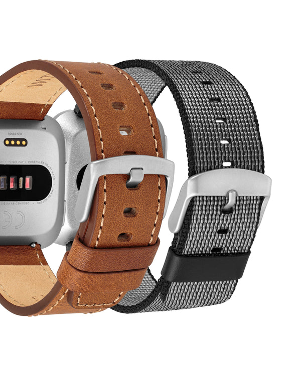 Leather Bands for Fitbit Versa, 2-Pack