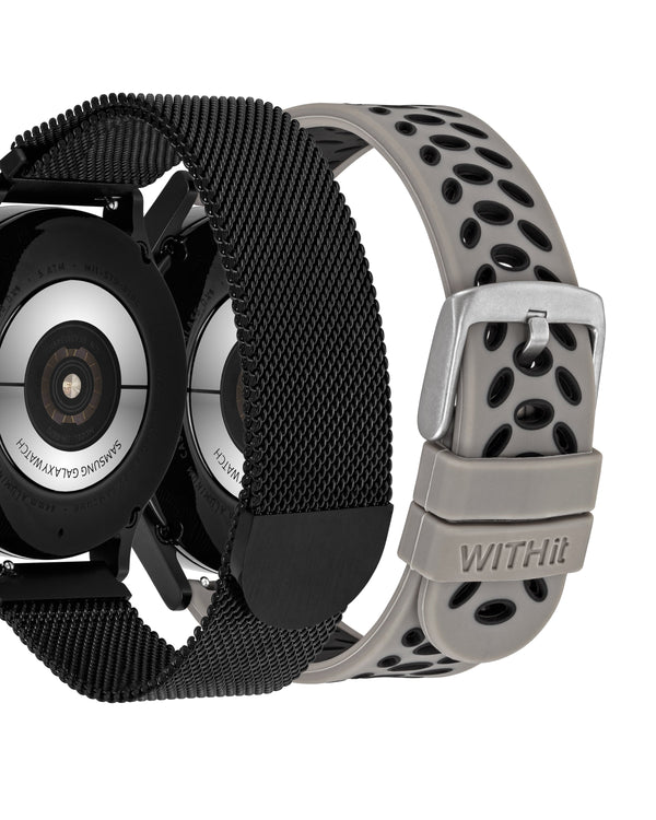 Mesh & Silicone Bands for Samsung Universal Smartwatch, 2-Pack